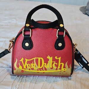 Von Dutch Red Mini Bag with Flames